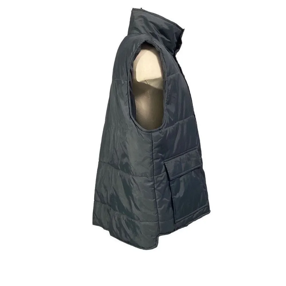 The Mens Store Sears Gray Insulated Zipper Snaps Closure Mock Neck Vest Size 2XL